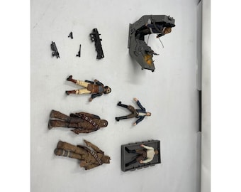 Star Wars Figure Lot Han Solo Chewbacca Restraint Chair + Weapons