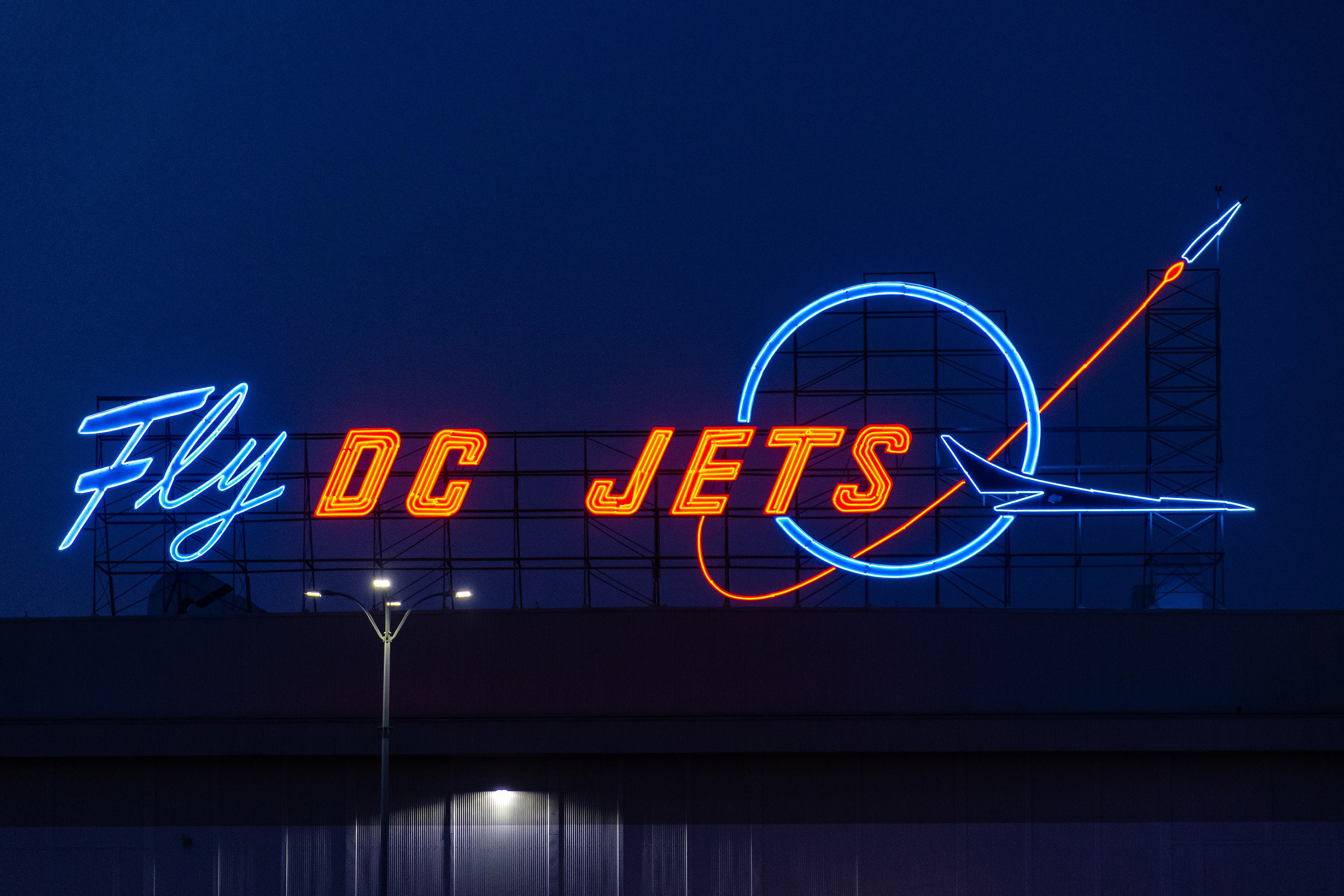 Fly DC Jets Sign, Mcdonnell Douglas Building, Long Beach Airport