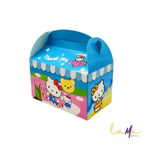 Blue Cute Kitty Party Favor Boxes – Birthday Goodie Boxes for Kids, Baby Shower Gift Boxes, Cute Kitty Theme Party Supplies