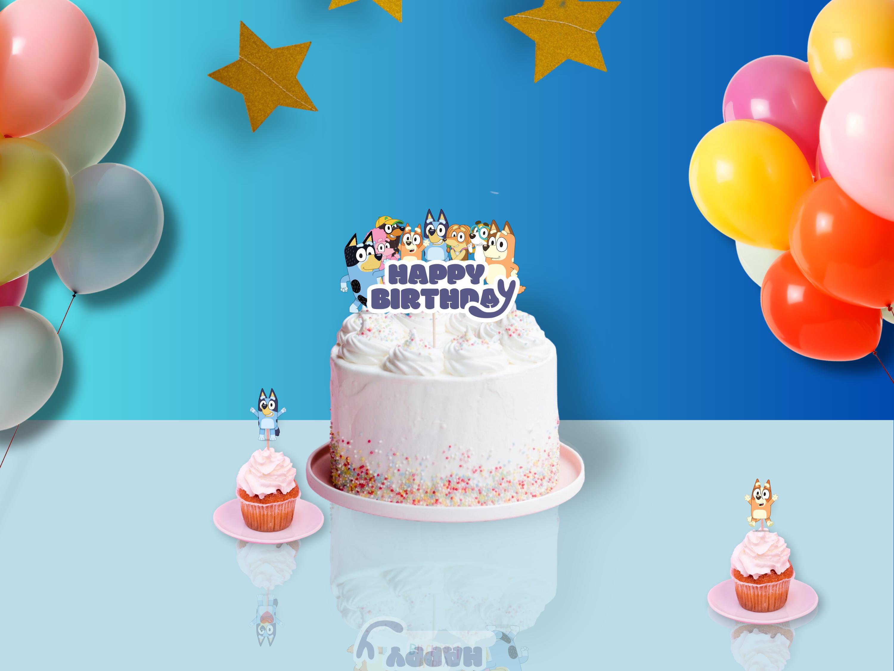 13pcs/Set Blue Puppy-Themed Cake Decorations, Cake Toppers, Cupcake Picks for Boys' Birthday Parties & Baby Showers