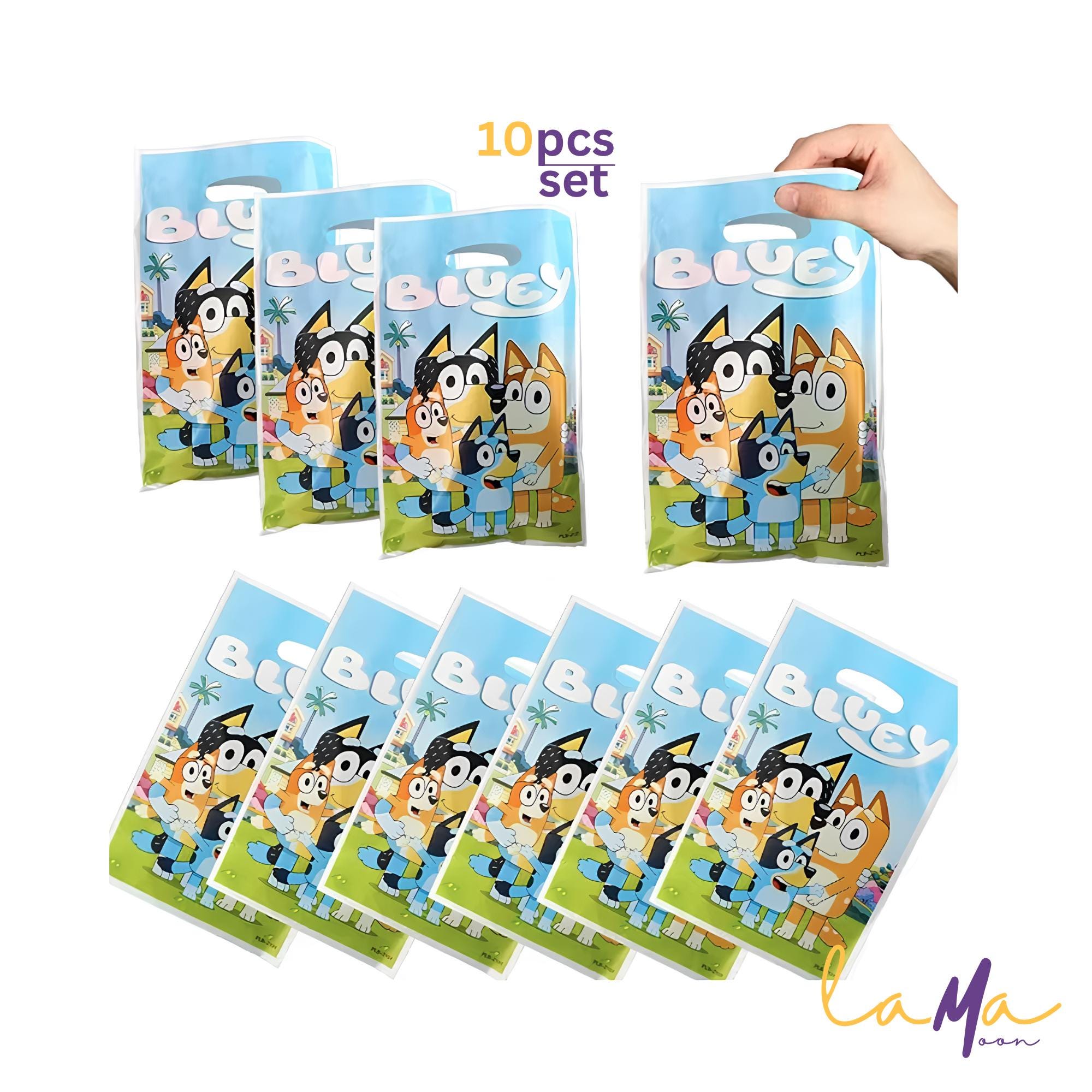 Plastic Bluey Party Bags Set of 10