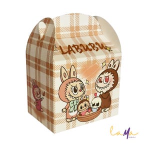 Labubu Party Favor Box: Pink Cartoon Treat Box for Kids