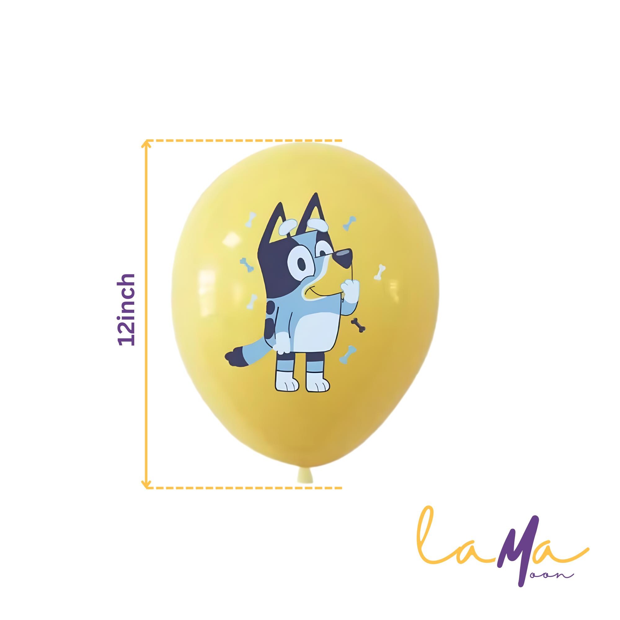 Blue Pup-Inspired Birthday Balloons Set – 10 Pcs, Party Decorations Kids, Happy Birthday Balloons, Cartoon Dog Theme Non-Inflated LamaMoon