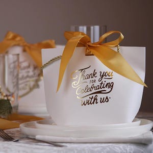 Elegant Thank You Favor Bag with Gold Script