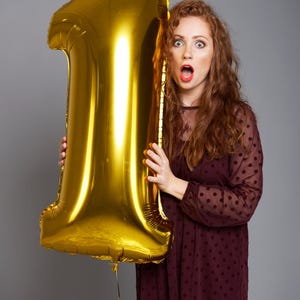 40&quot; Gold Number Balloons – Large Helium Foil Balloons for Birthday & Anniversary Party Decorations
