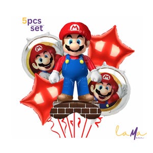 Mario Themed Balloon Set - 5 Pieces | Uninflated