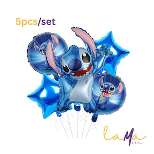 Ensemble de ballons extraterrestres point bleu – 5 décorations de fête d'anniversaire mignonnes pour filles, baby shower kawaii, articles de fête à thème dessin animé pour enfants