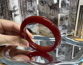 57mm Red Agate Bangle Bracelet Energy Healing Crystal Elegant gemstone gift for her