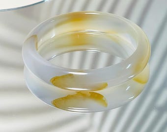 Natural Yellow Agate Bangle Pattern Natural Jewelry Gift