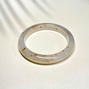 56mm Natural Agate White Bangle Daisy Pattern Elegant Minimalist Gift