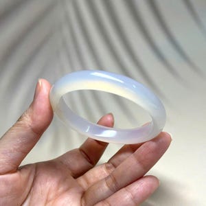 55mm White/Light purple Agate Bangle Natural Pattern