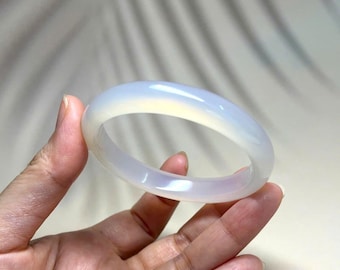 White/Light purple Agate Bangle Natural Pattern
