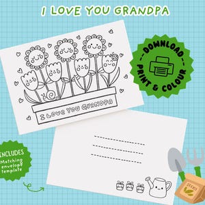 Ich liebe dich Opa Färbung Karte druckbare Vatertagskarte für Opa Farbe Ihre eigene Karte für Opa Kinder Aktivität Opa druckbare