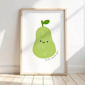 Simple Pear Print Cute Fruit Nursery Decor Gender Neutral Decor Pear Wall Art Modern Kids Fruit Print Cute Fruit Poster Cute Nursery Decor