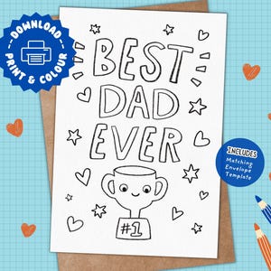 Meilleure carte à imprimer pour papa pour la fête des pères en couleur à imprimer et à colorier pour les enfants