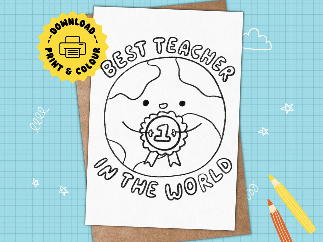 Best Teacher in the World Printable Teacher Appreciation Card Printable ...