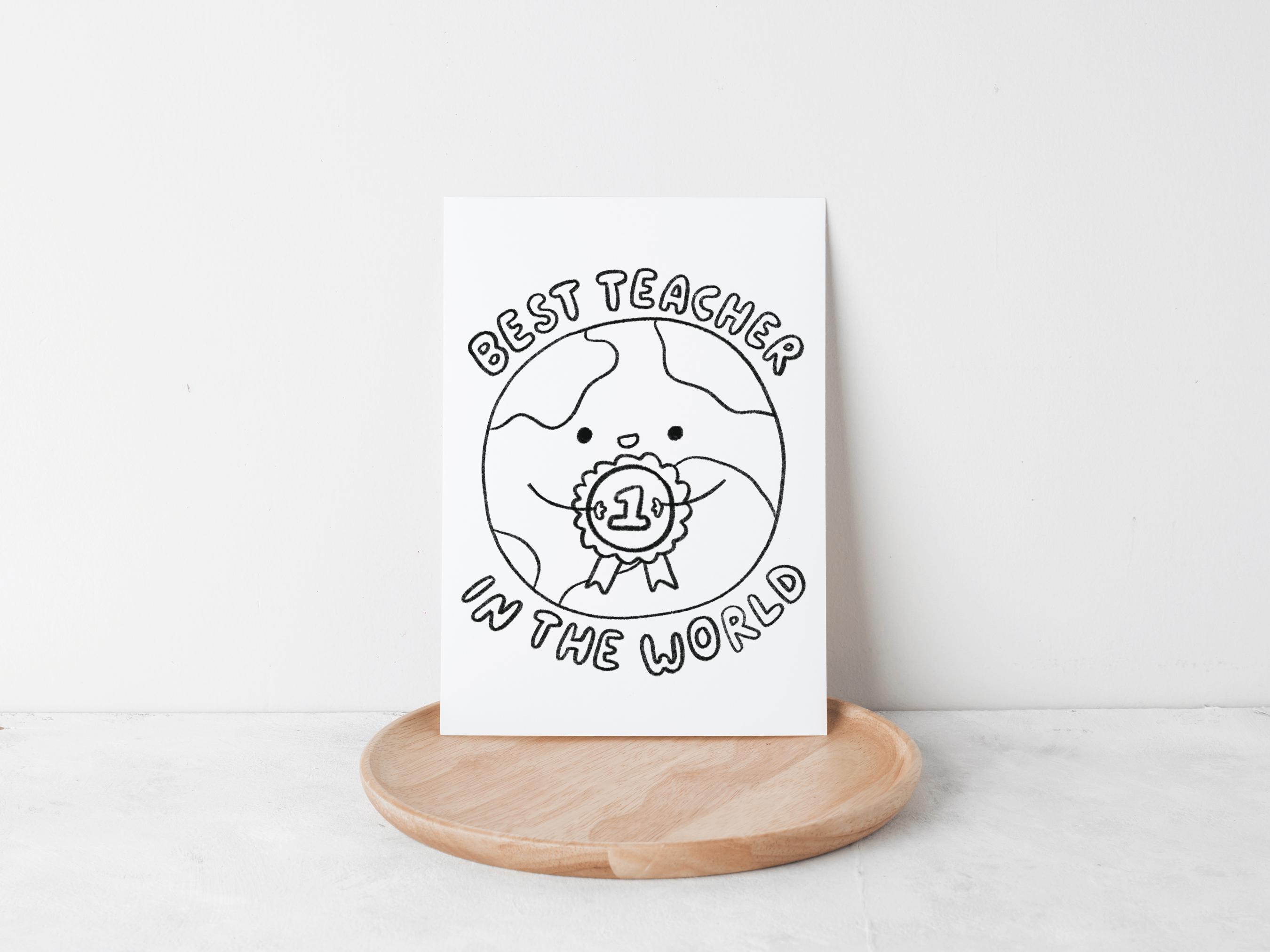 Best Teacher in the World Printable Teacher Appreciation Card Printable ...