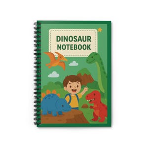 Cuaderno espiral de dinosaurios: línea rayada, diario infantil, útiles escolares, papelería con temática de dinosaurios, regalo divertido para niños