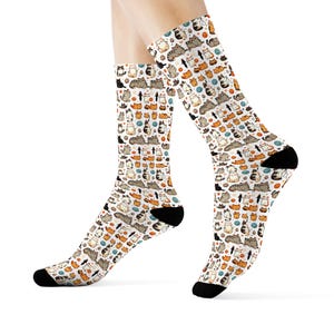 Lindos calcetines de gato para mujer, calcetines de tobillo para mujer, calcetines de tripulación 3/4, calcetines de tripulación, calcetines de tobillo.