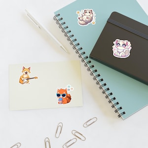 Cute cat Sticker Sheets, adorable kitten stickers pack, feline lover gift, scrapbooking supplies, planner decor, cat lady stationery