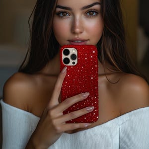 Red Starry Print iPhone Phone Case – Glossy or Matte Smooth Finish