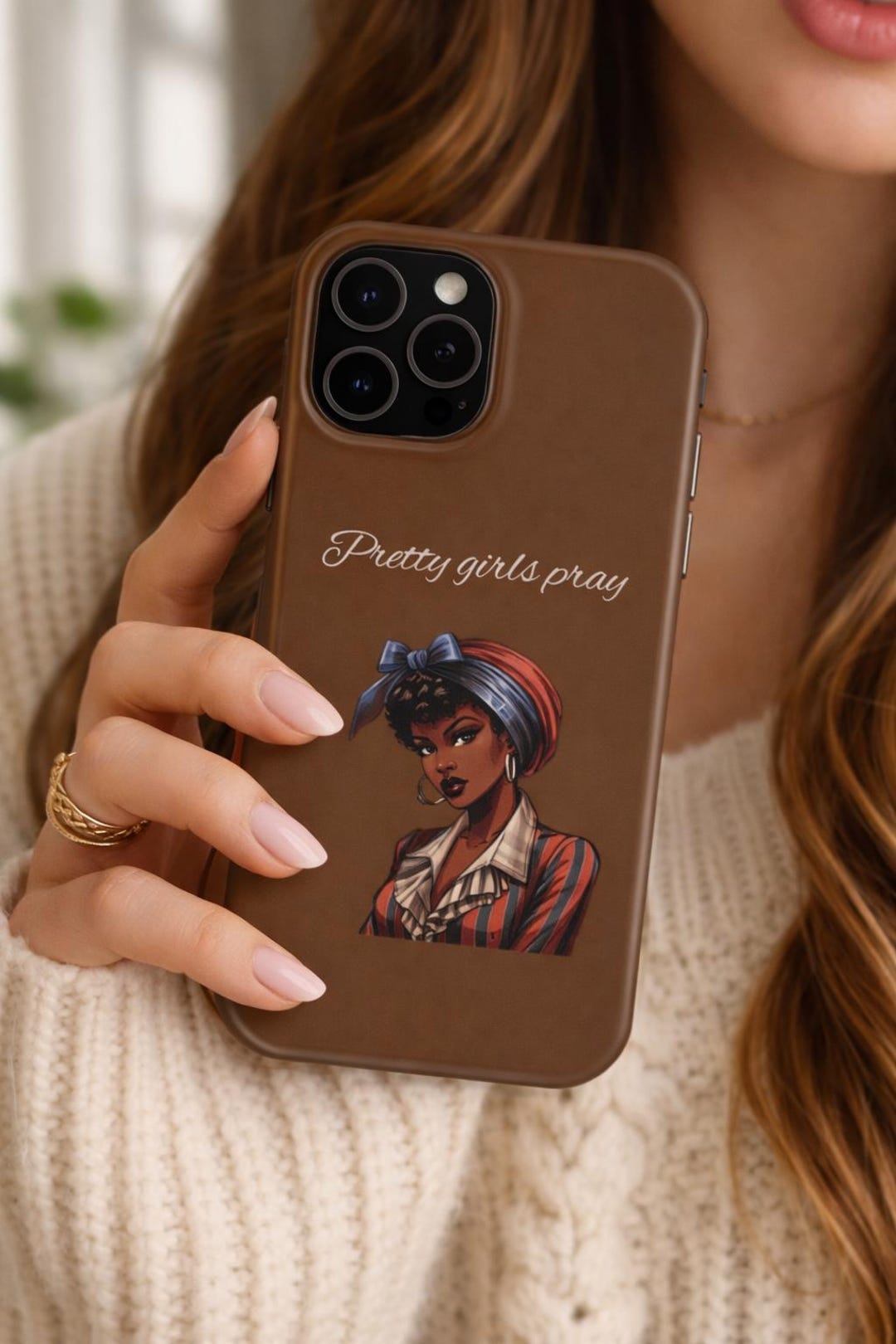 Pretty Girls Pray iPhone Case: African American Woman Headwrap ...