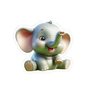 Cute Baby Elephant Kiss-Cut Stickers | Playful Animal Decals, Laptop Stickers, Childrens Party Favors, Nursery Decor, Gift Ideas