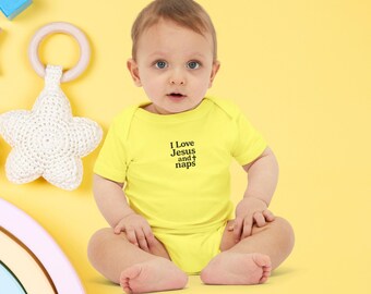 I Love Jesus and Naps Baby Bodysuit, Christian Infant One Piece, Religious Shower Gift