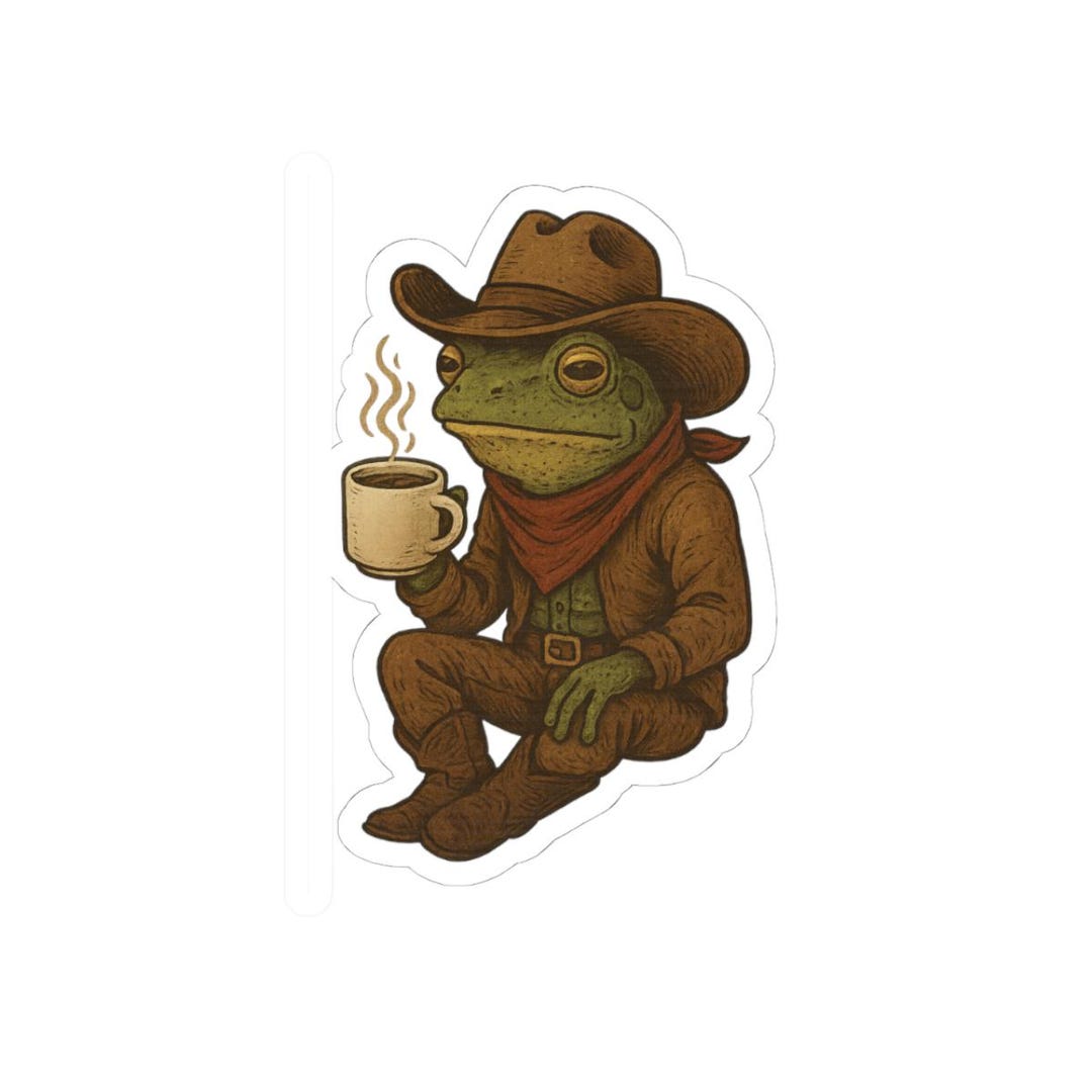 Cowboy Frog Sticker Cowboy Frog Coffee Vinyl Sticker – Western Art Decal - Etsy