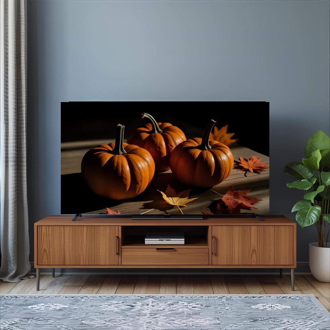 Fall Tv Screen Cozy Pumpkin TV Screensaver | Fall 4K Digital Art | Thanksgiving Frame ...