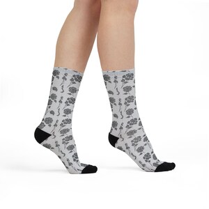 Floral Pattern Sublimation Crew Socks | Stylish Gift for Her, Fashion Accessory, Cozy Everyday Wear, Unique Floral Socks, Birthday Gift Idea