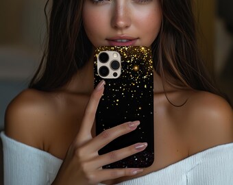 Black Glitter iPhone Case: Magnetic Tough Protection, Stylish Sparkle