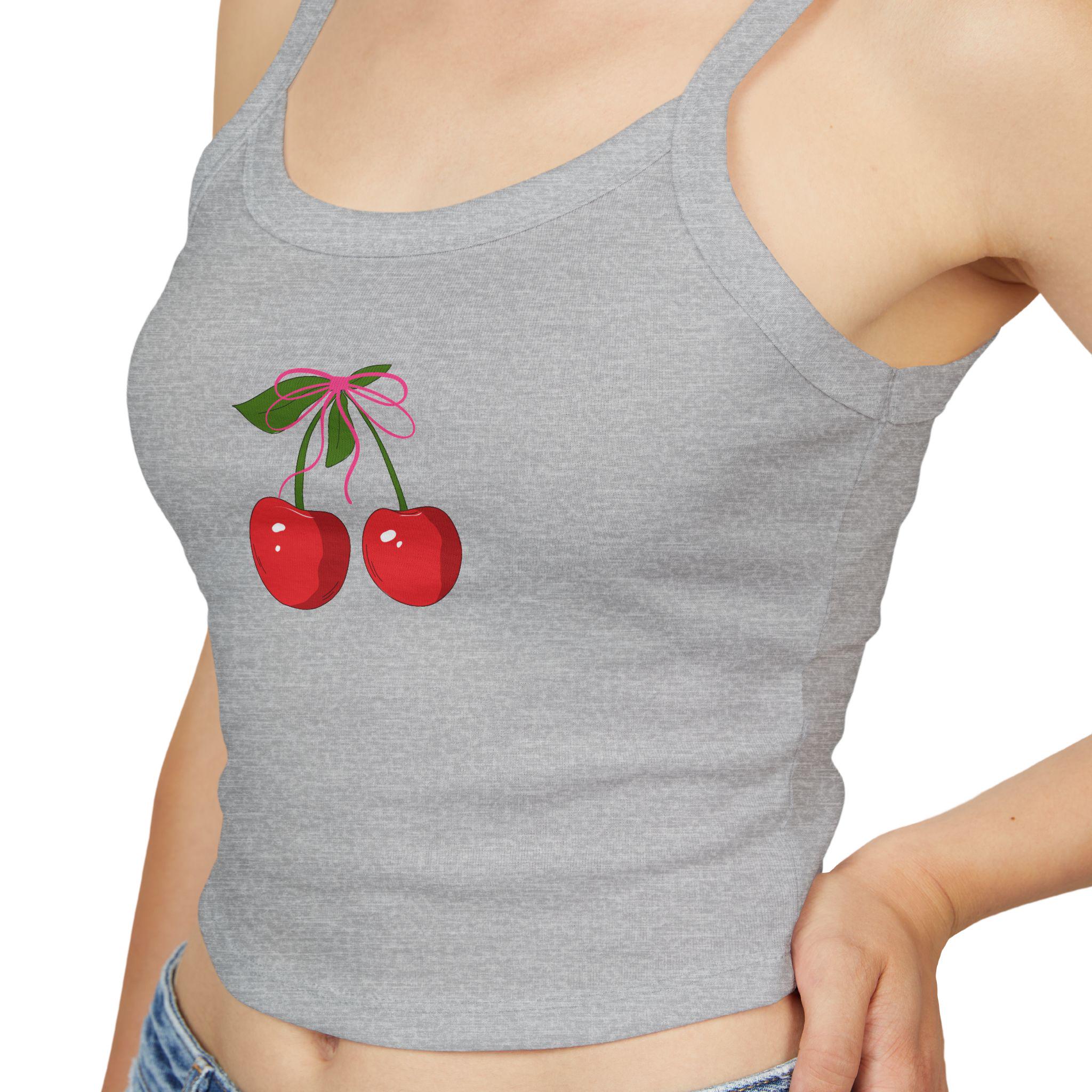 Cherry Print Women's Spaghetti Strap Tank Top, Cute Summer Top