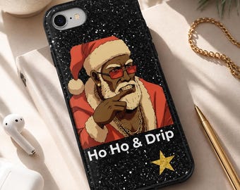 Ho Ho & Drip Santa iPhone Case | Festive Black Christmas Phone Cover