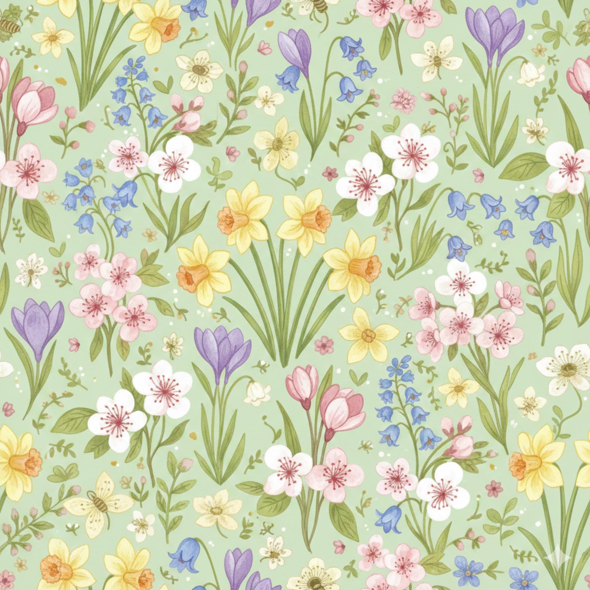 Spring Floral Digital Paper | Pastel Watercolor Garden Flowers ...