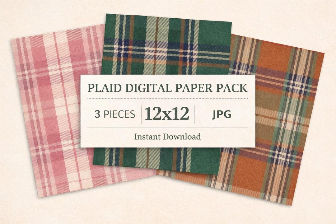 Vintage Plaid Digital Paper Pack | Tartan Scrapbook Backgrounds ...
