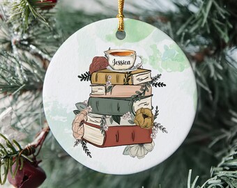 Custom Book Lover Christmas Ornament, Retro Book Ornament, Book Lover Gift, Book Club Gift, Ornament For Book Lover, Reader Gifts