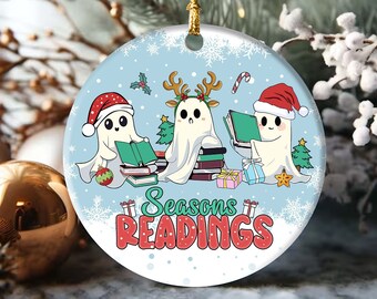 Season Readings Christmas Ornament, Christmas Ghost Reading Books Ornament,  Book Lover Christmas Gift, Bookish Gift, Book Ornament
