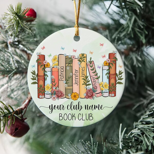 Personalized Christmas Book Club Ornament, Custom Book Club Gift, Book Christmas Ornament, Book Lover Gift, Book Club Gift, Book Ornament