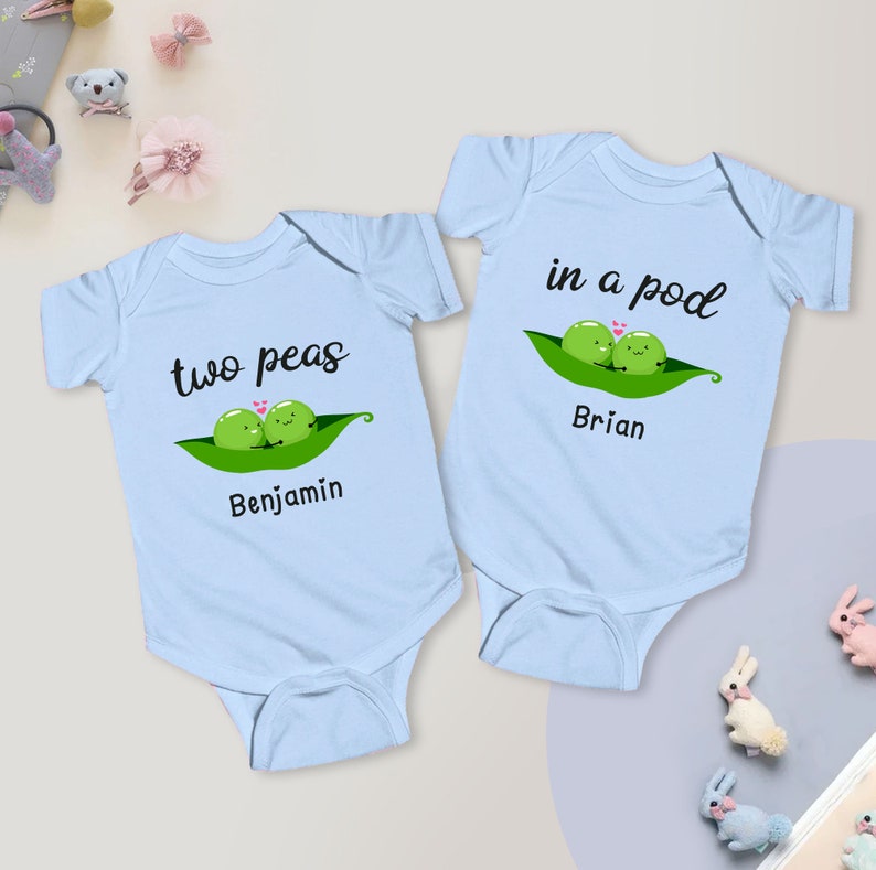 Two Peas in a Pod Twin Baby Bodysuit, Twin Outfit Funny Peas Twin ...