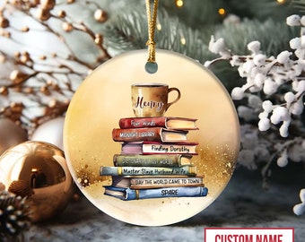 Personalized Book Lover Christmas Ornament, Retro Book Ornament, Book Lover Gift, Book Club Gift, Ornament For Book Lover, Reader Gifts