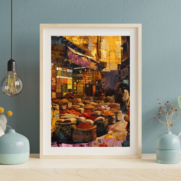 Colorful Indian Spice Market Photography: Vibrant Wall Art Captures the Essence of India, Perfect Boho Art Decor for Any Space [6 Formats]