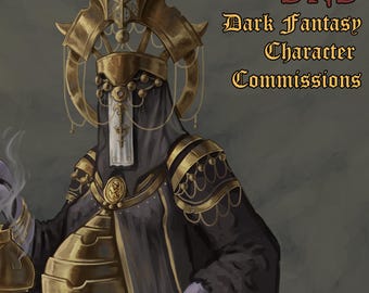 Dungeons & Dragons Dark Fantasy Character Commission With Physical Print and Original TTRPG Illustration NO AI