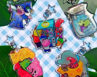 Smiling Friends inspired 3inch charm glitter bundle