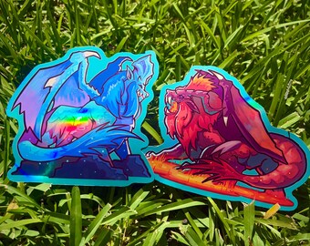 Teostra and Lunastra Monster Hunter World inspired Vinyl Waterproof holographic foil Sticker