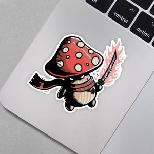 Mushroom shitake warrior swordsman sticker Decal Vinyl Holographic Waterproof WeatherProof