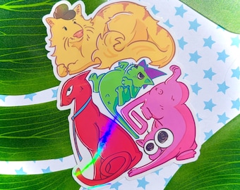 Cat Smiling friends inspired Vinyl waterproof sticker