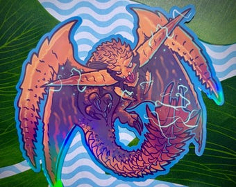 Rey Dau Monster Hunter Wilds inspired Vinyl Waterproof holographic Sticker