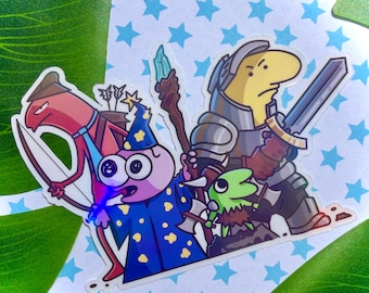 Smiling Friends inspired  DND Campaign medieval holo Vinyl waterproof stickers