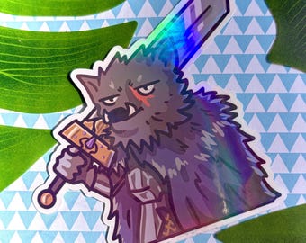 Elden ring blaidd half man half Wolf From Software inspired vinyl waterproof holographic Sticker